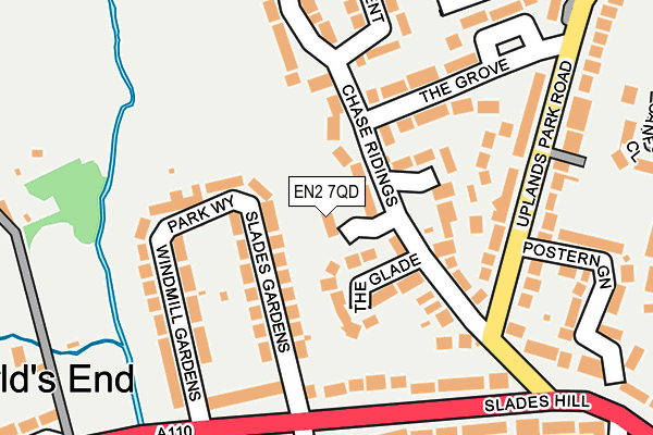 EN2 7QD map - OS OpenMap – Local (Ordnance Survey)