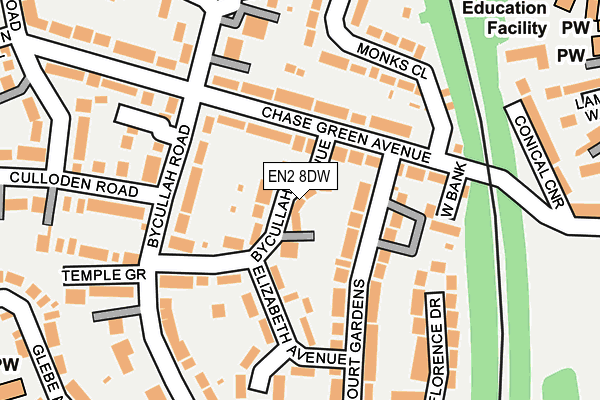 EN2 8DW map - OS OpenMap – Local (Ordnance Survey)