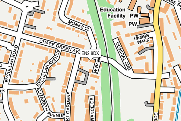 EN2 8DX map - OS OpenMap – Local (Ordnance Survey)