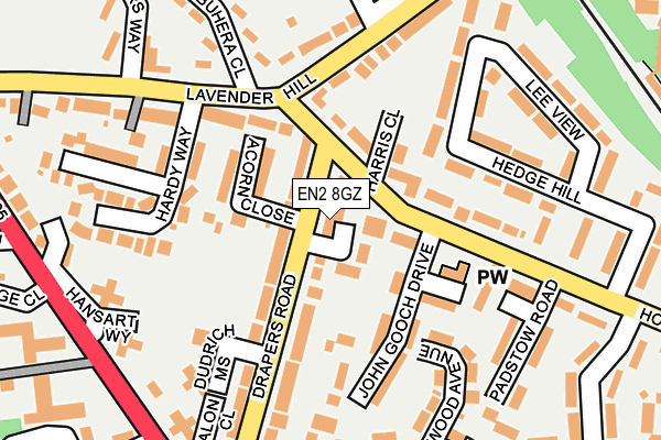 EN2 8GZ map - OS OpenMap – Local (Ordnance Survey)