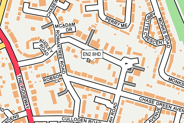 EN2 8HD map - OS OpenMap – Local (Ordnance Survey)