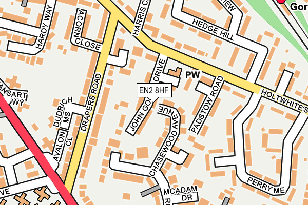 EN2 8HF map - OS OpenMap – Local (Ordnance Survey)