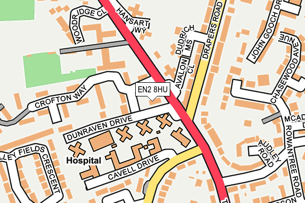 EN2 8HU map - OS OpenMap – Local (Ordnance Survey)