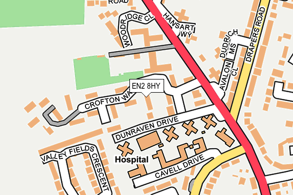 EN2 8HY map - OS OpenMap – Local (Ordnance Survey)