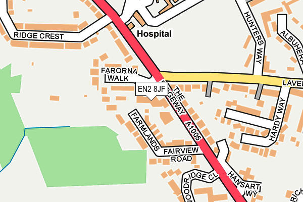 EN2 8JF map - OS OpenMap – Local (Ordnance Survey)