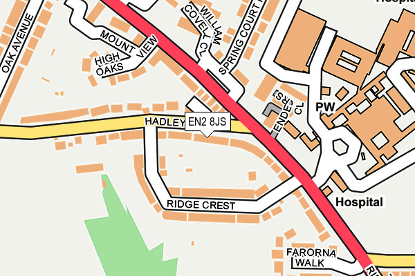 EN2 8JS map - OS OpenMap – Local (Ordnance Survey)