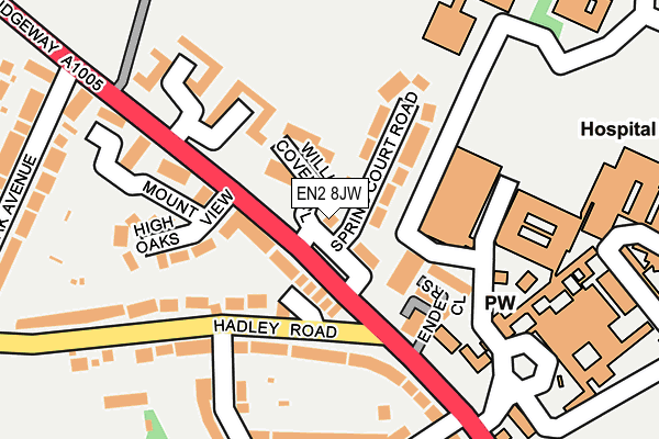 EN2 8JW map - OS OpenMap – Local (Ordnance Survey)