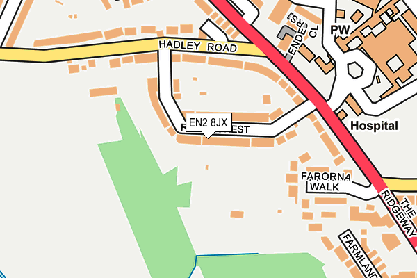 EN2 8JX map - OS OpenMap – Local (Ordnance Survey)