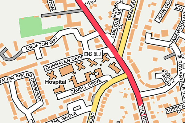 EN2 8LJ map - OS OpenMap – Local (Ordnance Survey)