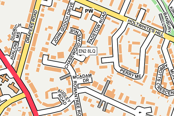 EN2 8LQ map - OS OpenMap – Local (Ordnance Survey)