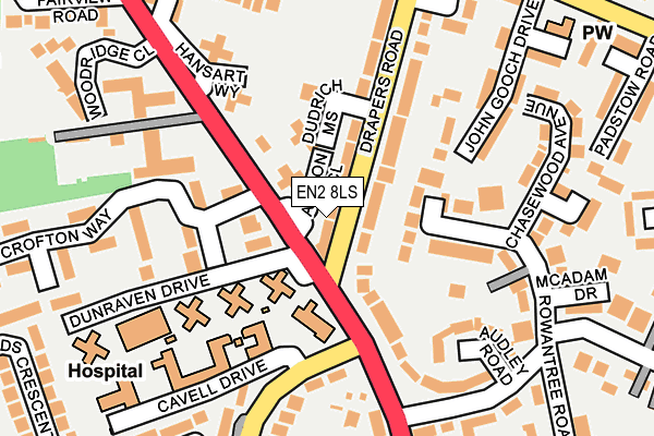 EN2 8LS map - OS OpenMap – Local (Ordnance Survey)