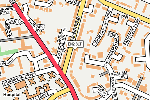 EN2 8LT map - OS OpenMap – Local (Ordnance Survey)