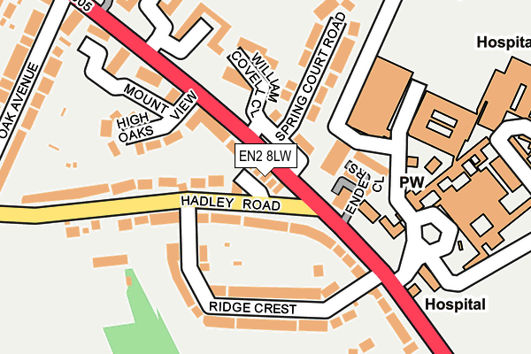 EN2 8LW map - OS OpenMap – Local (Ordnance Survey)