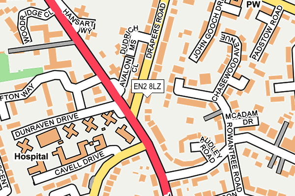 EN2 8LZ map - OS OpenMap – Local (Ordnance Survey)