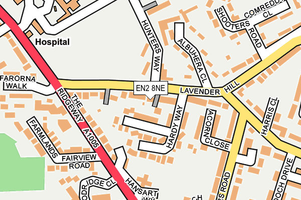 EN2 8NE map - OS OpenMap – Local (Ordnance Survey)