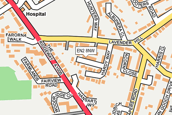 EN2 8NW map - OS OpenMap – Local (Ordnance Survey)