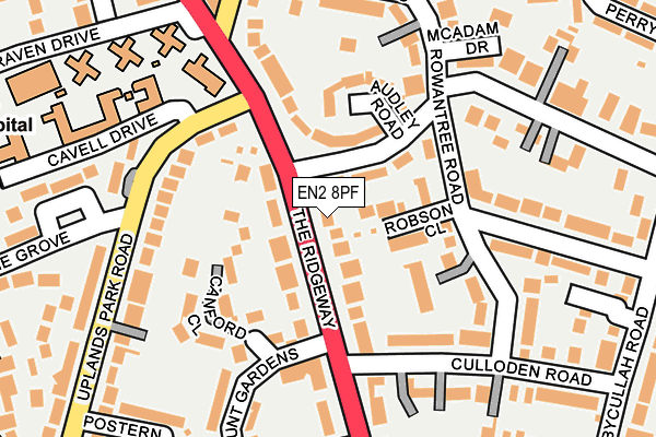 EN2 8PF map - OS OpenMap – Local (Ordnance Survey)