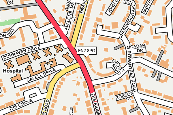 EN2 8PG map - OS OpenMap – Local (Ordnance Survey)
