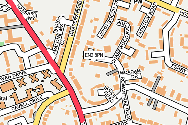 EN2 8PN map - OS OpenMap – Local (Ordnance Survey)