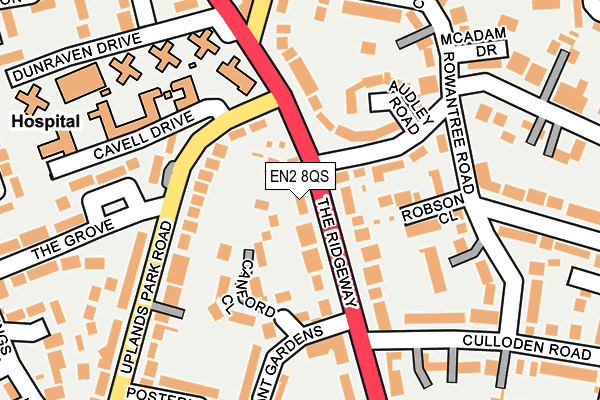 EN2 8QS map - OS OpenMap – Local (Ordnance Survey)