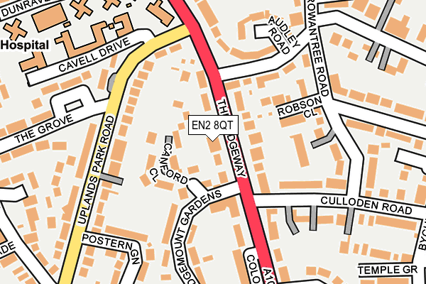 EN2 8QT map - OS OpenMap – Local (Ordnance Survey)