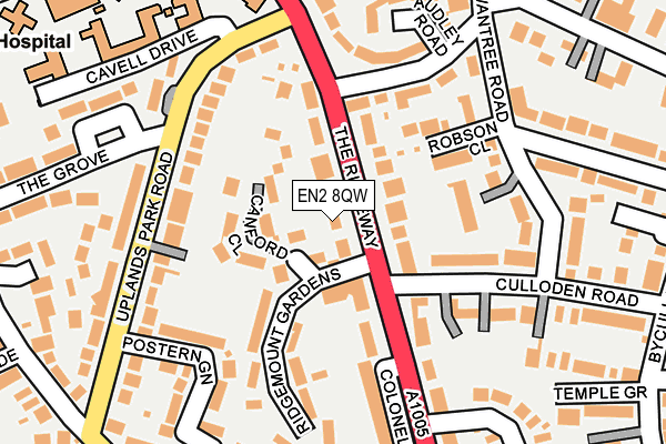 EN2 8QW map - OS OpenMap – Local (Ordnance Survey)