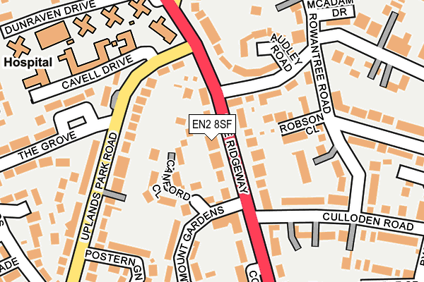 EN2 8SF map - OS OpenMap – Local (Ordnance Survey)