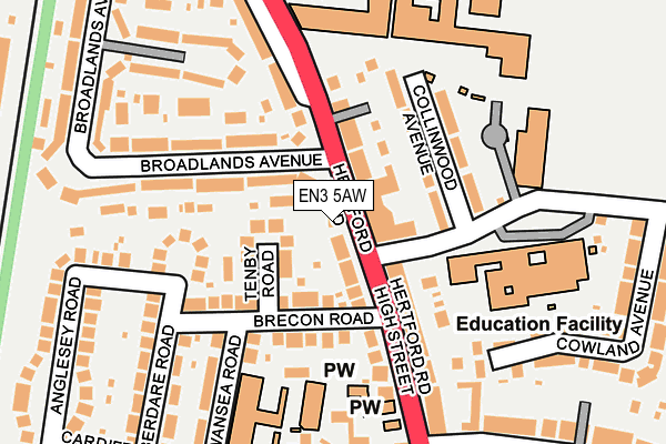 EN3 5AW map - OS OpenMap – Local (Ordnance Survey)