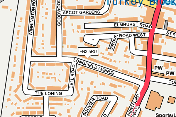 EN3 5RU map - OS OpenMap – Local (Ordnance Survey)