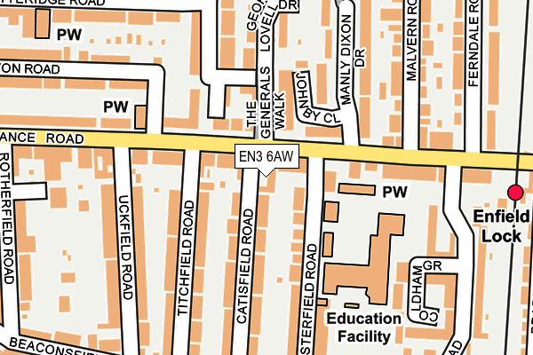 EN3 6AW map - OS OpenMap – Local (Ordnance Survey)