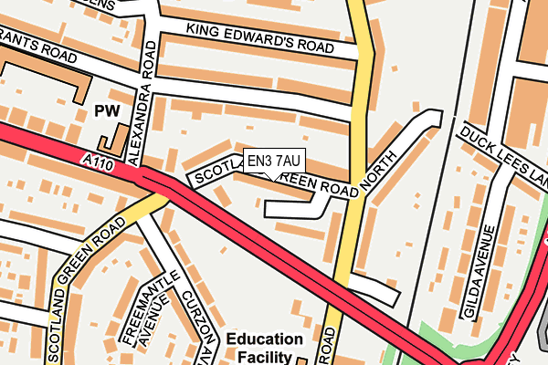 EN3 7AU map - OS OpenMap – Local (Ordnance Survey)
