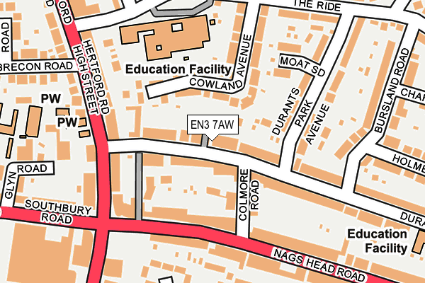 EN3 7AW map - OS OpenMap – Local (Ordnance Survey)
