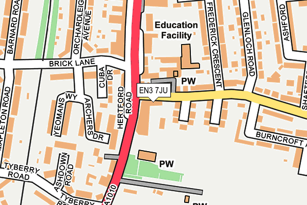 EN3 7JU map - OS OpenMap – Local (Ordnance Survey)