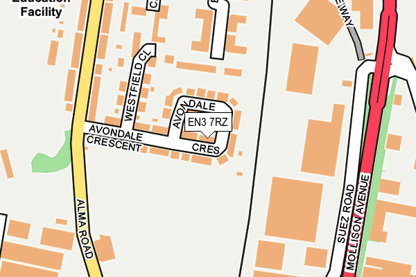 EN3 7RZ map - OS OpenMap – Local (Ordnance Survey)