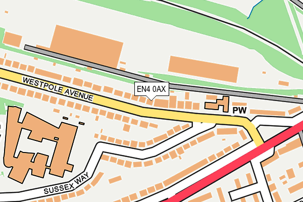 EN4 0AX map - OS OpenMap – Local (Ordnance Survey)