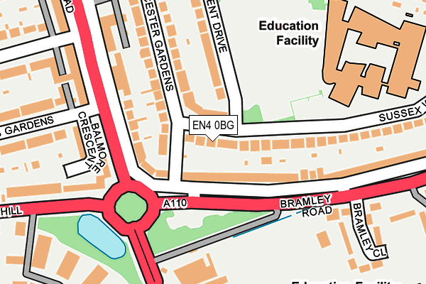 EN4 0BG map - OS OpenMap – Local (Ordnance Survey)
