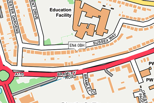 EN4 0BH map - OS OpenMap – Local (Ordnance Survey)