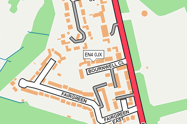 EN4 0JX map - OS OpenMap – Local (Ordnance Survey)