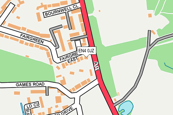 EN4 0JZ map - OS OpenMap – Local (Ordnance Survey)