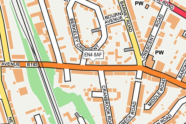 EN4 8AF map - OS OpenMap – Local (Ordnance Survey)