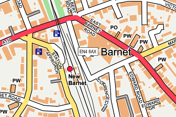 EN4 8AX map - OS OpenMap – Local (Ordnance Survey)