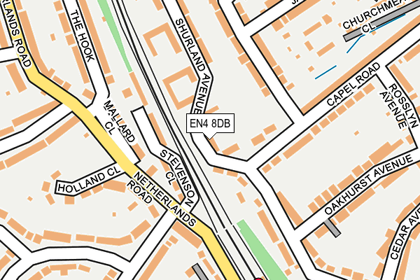 EN4 8DB map - OS OpenMap – Local (Ordnance Survey)