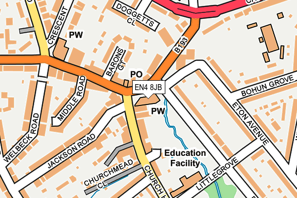 EN4 8JB map - OS OpenMap – Local (Ordnance Survey)