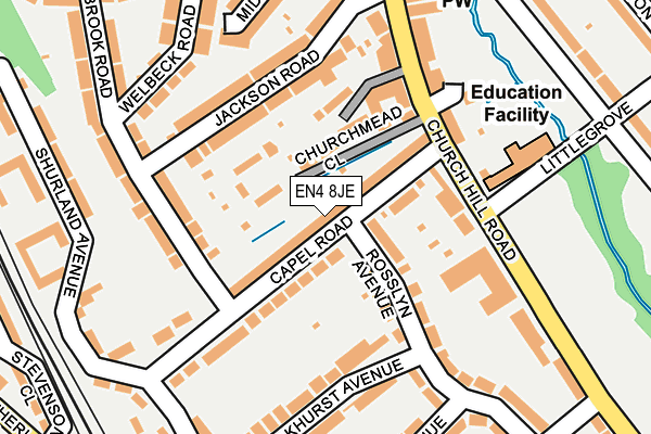 EN4 8JE map - OS OpenMap – Local (Ordnance Survey)