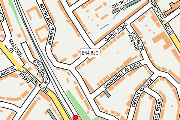 EN4 8JG map - OS OpenMap – Local (Ordnance Survey)