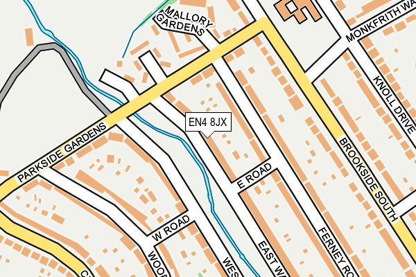 EN4 8JX map - OS OpenMap – Local (Ordnance Survey)