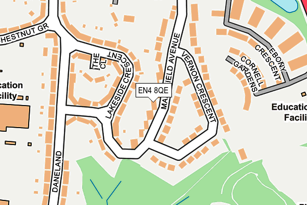 EN4 8QE map - OS OpenMap – Local (Ordnance Survey)