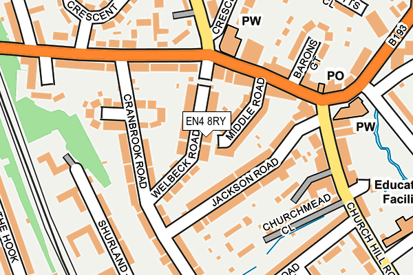EN4 8RY map - OS OpenMap – Local (Ordnance Survey)