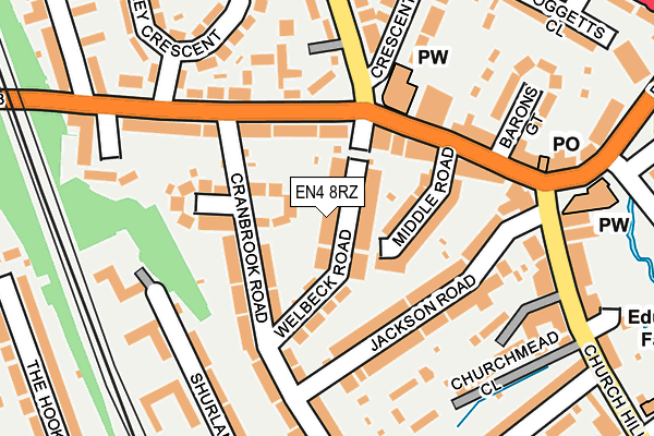 EN4 8RZ map - OS OpenMap – Local (Ordnance Survey)