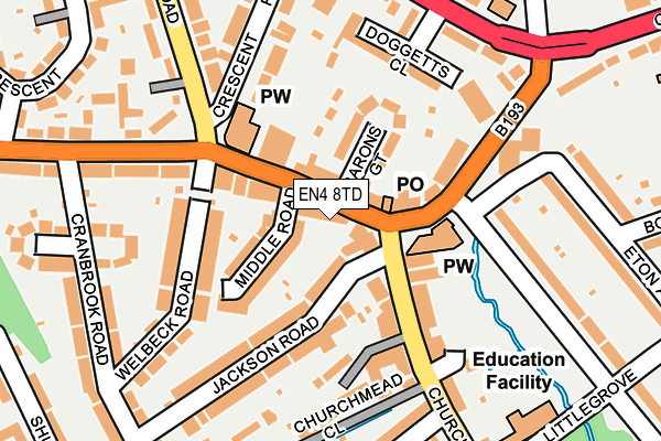 EN4 8TD map - OS OpenMap – Local (Ordnance Survey)